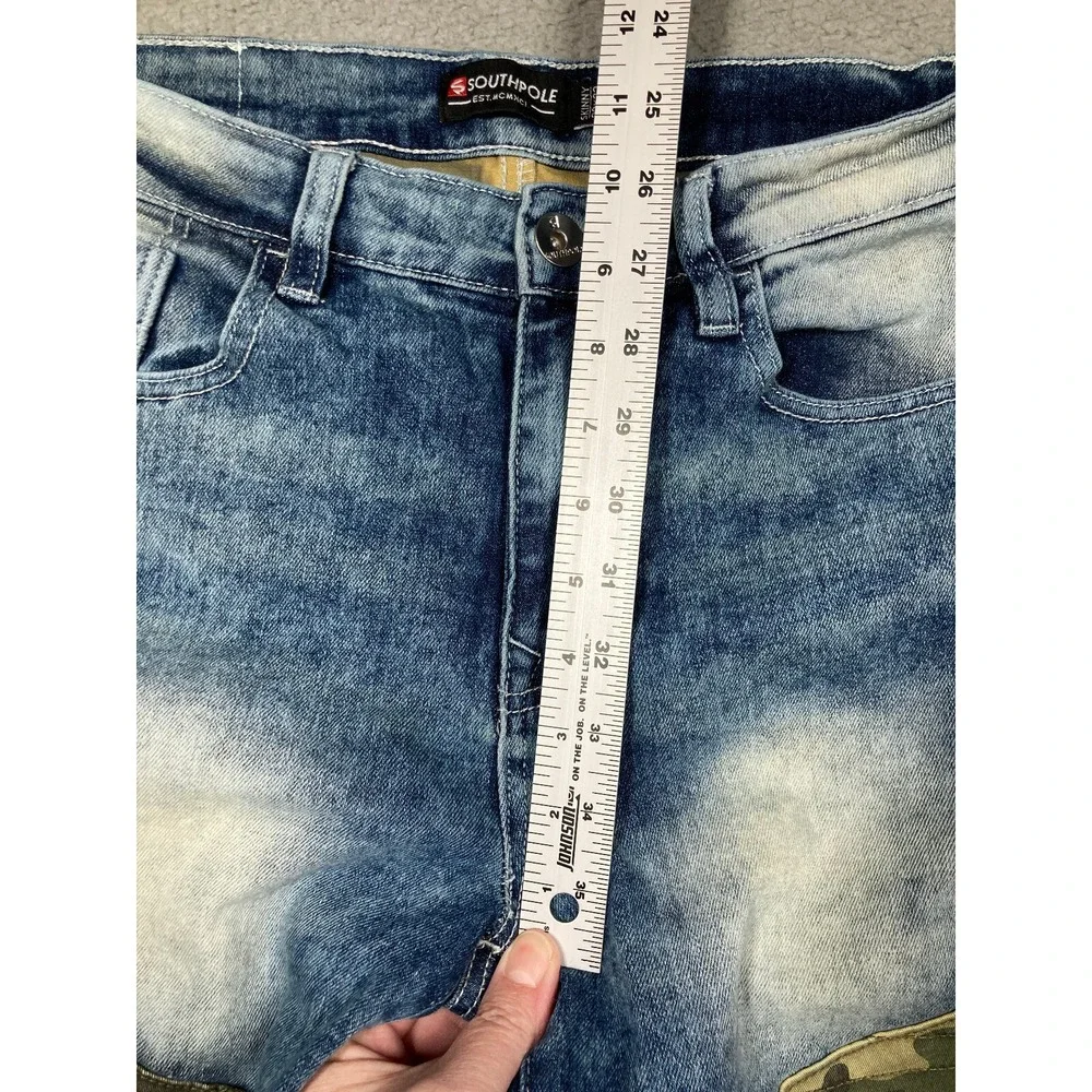 Southpole Jeans Men's 32x32 Blue Moto Camo Faded Skater Rocker Grunge Streetwear